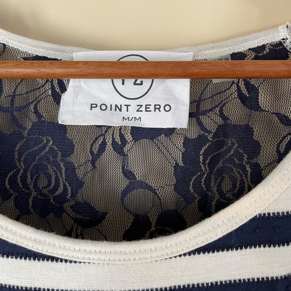 Point Zero Striped T Shirt with Scrunched Sides Size Medium - Picture 6 of 7